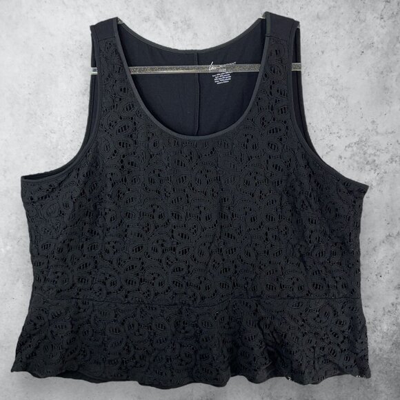 LANE BRYANT Black Lace Top Womens Plus 22 / 24 Sleeveless Zip Back Tank - Picture 1 of 8